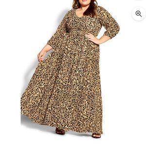 City Chic leopard Vneck maxi dress